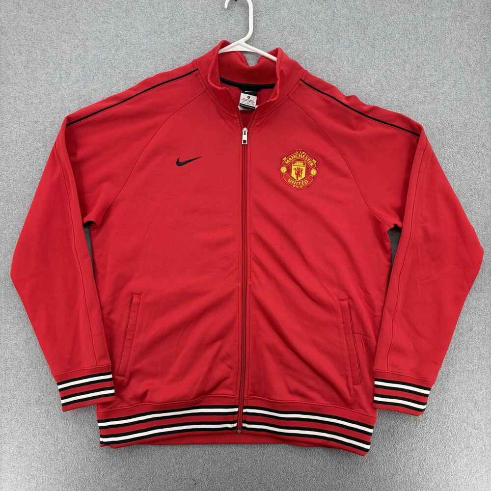 Nike Manchester United Track Jacket Mens XL Red Full Zip Soccer Football Man U